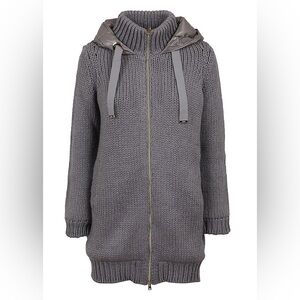 Herno XL (48) Gray Hooded Tech fabric puffer jacket